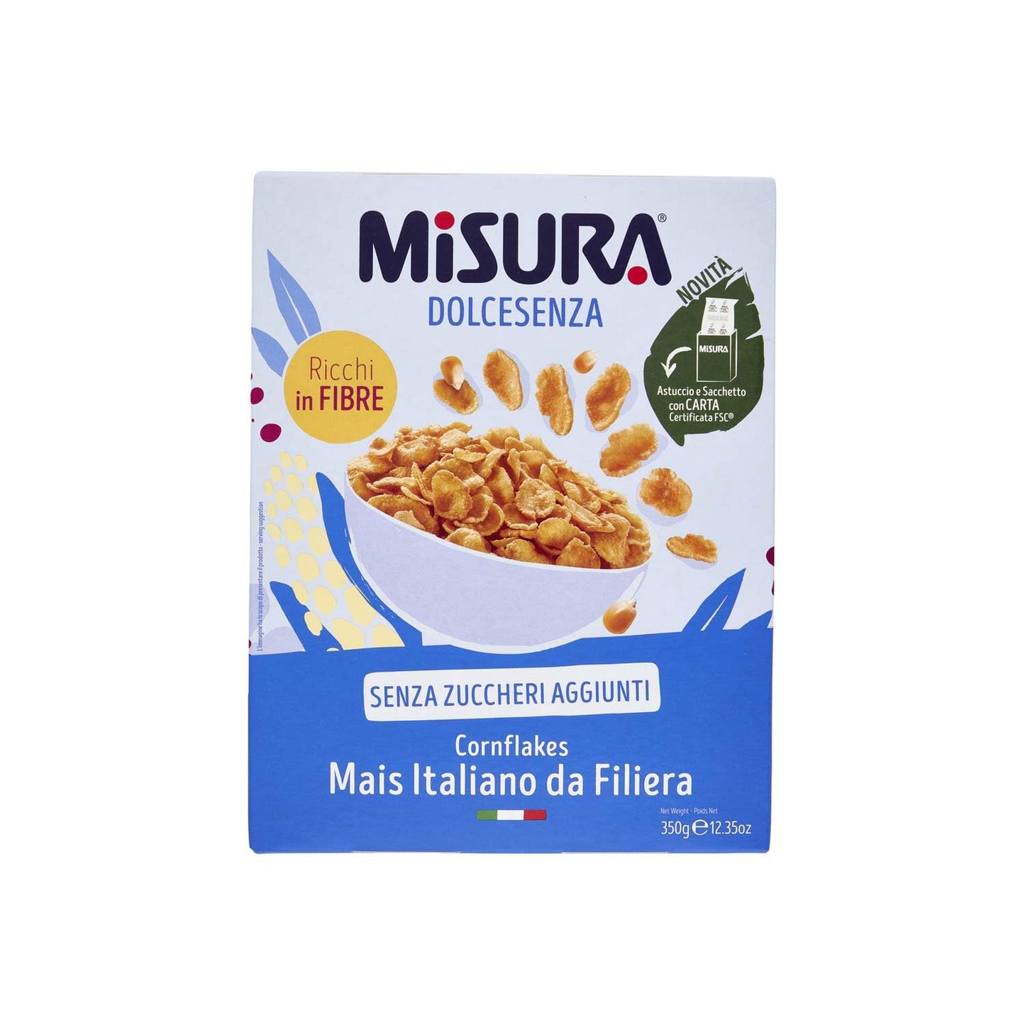 Misura Cornflakes Dolcesenza | Mais Italiano | Senza Zuccheri Aggiunti | Confezione da 350 gr