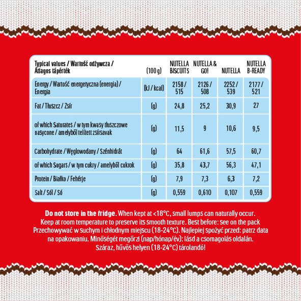 Nutella - Calendario Avvento 2025, 24 Deliziose Sorprese Nutella con Snack e Gadget, Idea Regalo Natale, Confezione da 528 Grammi