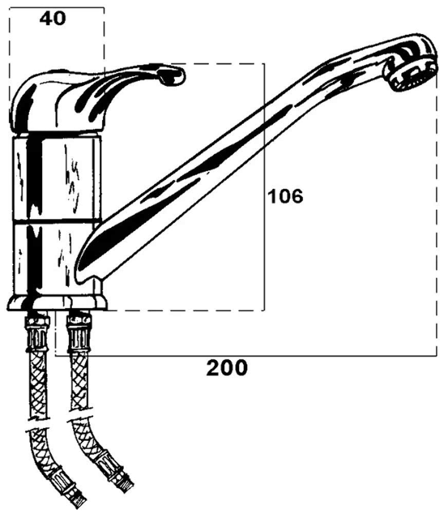 Trem-Miscelatore Monocomando Cromato + Doccia Estraibile Cromata