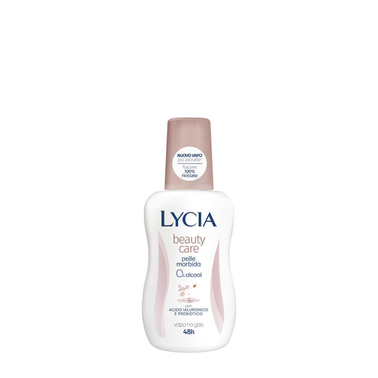 Lycia - Beauty Care Deodorante Vapo, Senza Alcool, Efficacia 48 ore, Con Acido Ialuronico e Prebiotico, per Pelle Delicata e Post Depilazione, 75ml