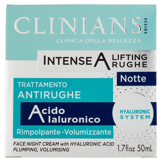CLINIANS | Intense A Lifting Rughe Trattamento Notte Antirughe, Dermatologicamente Testato, Made in Italy, 50 ml