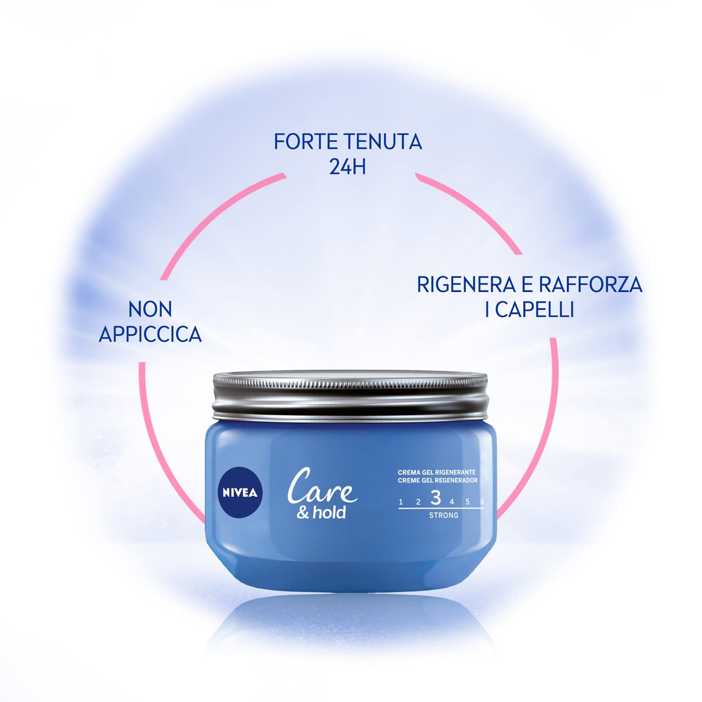 NIVEA Care & Hold Creme Gel, Styling Gel in 2 Confezioni da 150 ml, Gel per Capelli a Lunga Tenuta Anti-Crespo, Crema Capelli Corti e Medio-Lunghi con Vitamina B3