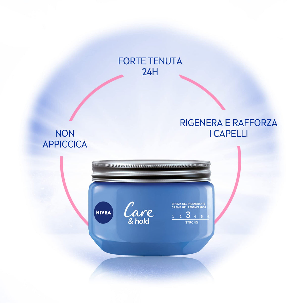 NIVEA Care & Hold Creme Gel Styling Gel da 150 ml, Gel per Capelli a Lunga Tenuta Anti-Crespo, Gel Crema Capelli Corti e Medio-Lunghi con Vitamina B3