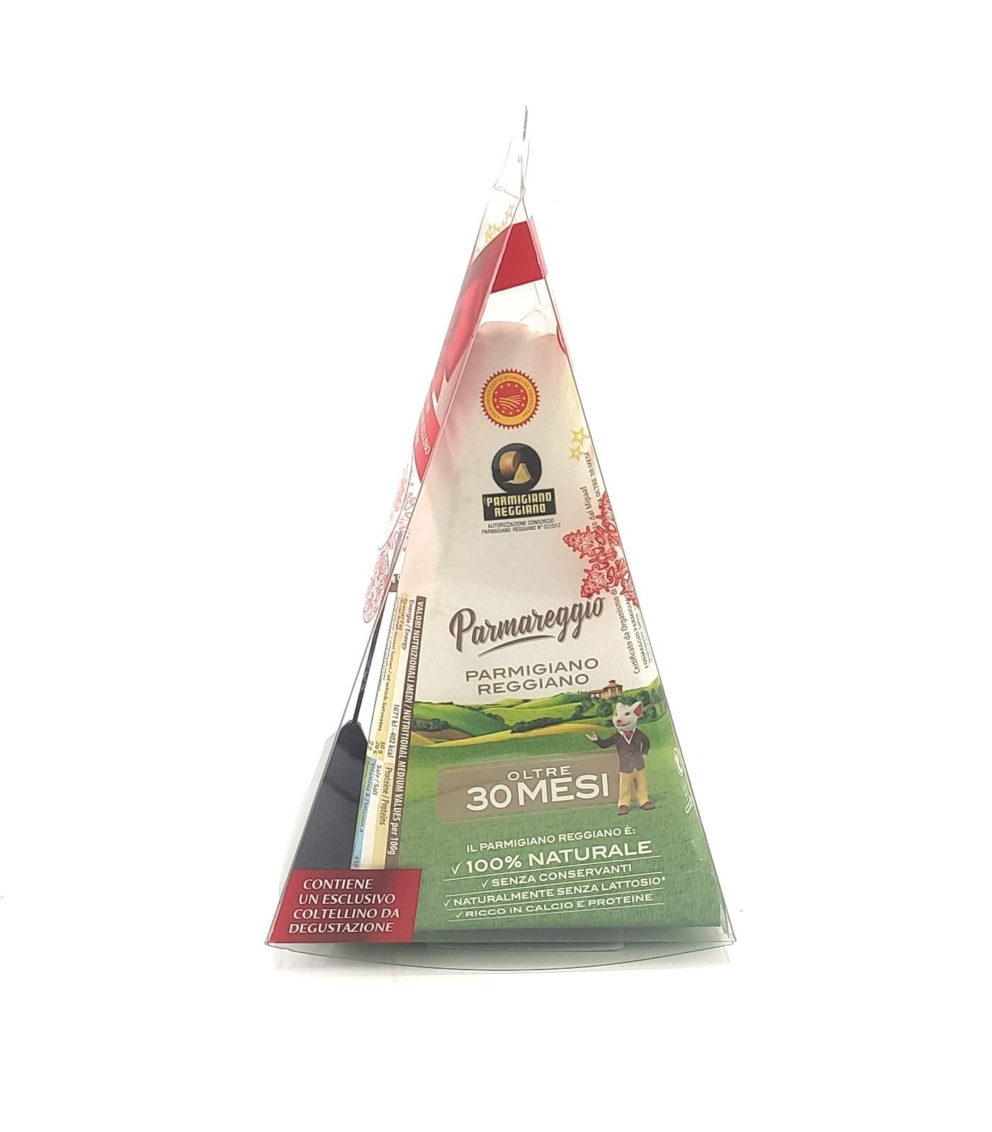 PARMAREGGIO - Parmigiano Reggiano oltre 30 MESI - Forma spicchio da 500 gr - Confezione regalo con coltellino omaggio