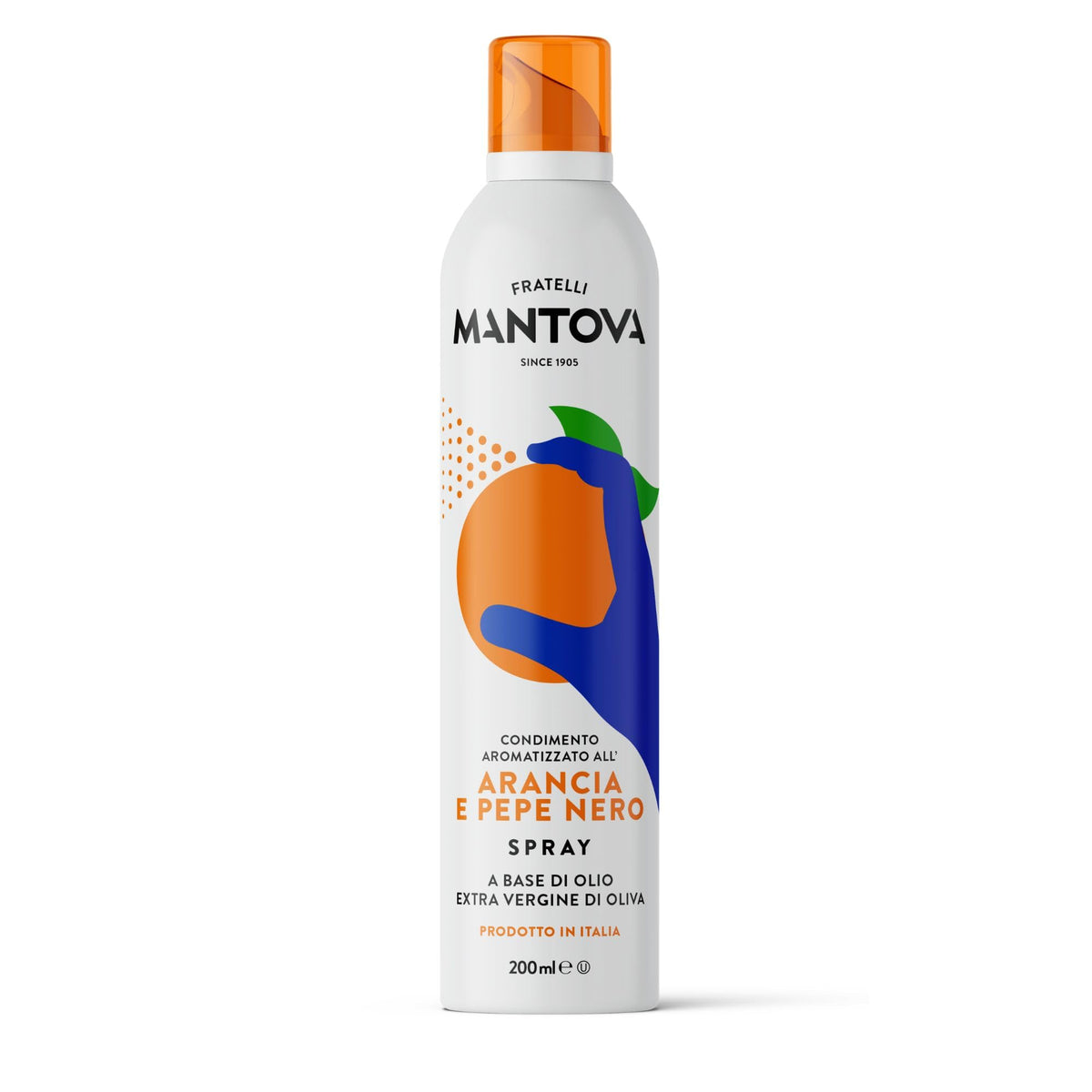 Arancia e Pepe Nero Spray in Olio Extra Vergine di Oliva 200ml - Olio Spray italiano – Sprayleggero – 100% Naturale,100% Leggero, 100% Facile - Con lo spray risparmi fino al 90% di prodotto