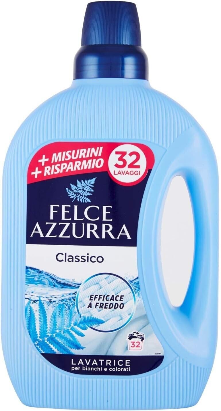 Felce Azzurra Lavatrice Classico, detersivo liquido per lavatrice efficace a freddo, per bianchi e colorati, 32 lavaggi, 1595 ml