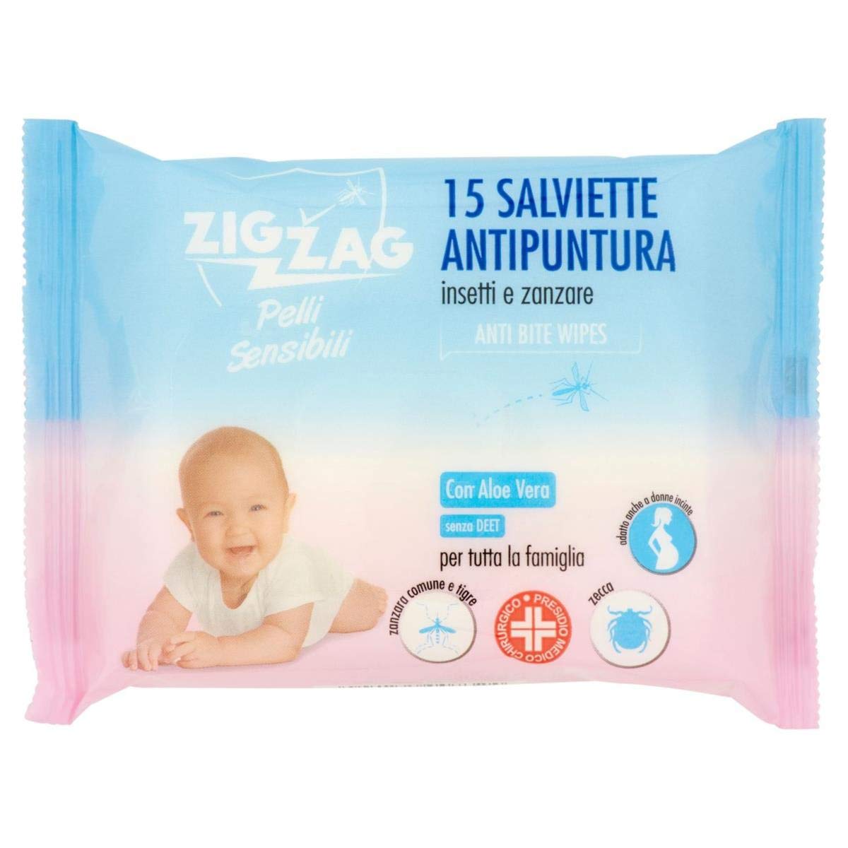 Autan Family Care Spray Bipacco - Insetto repellente e antizanzare - 6 Confezioni da 100 ml più 1 confezione ZIGZAG Pelli Sensibili salviette antipuntura