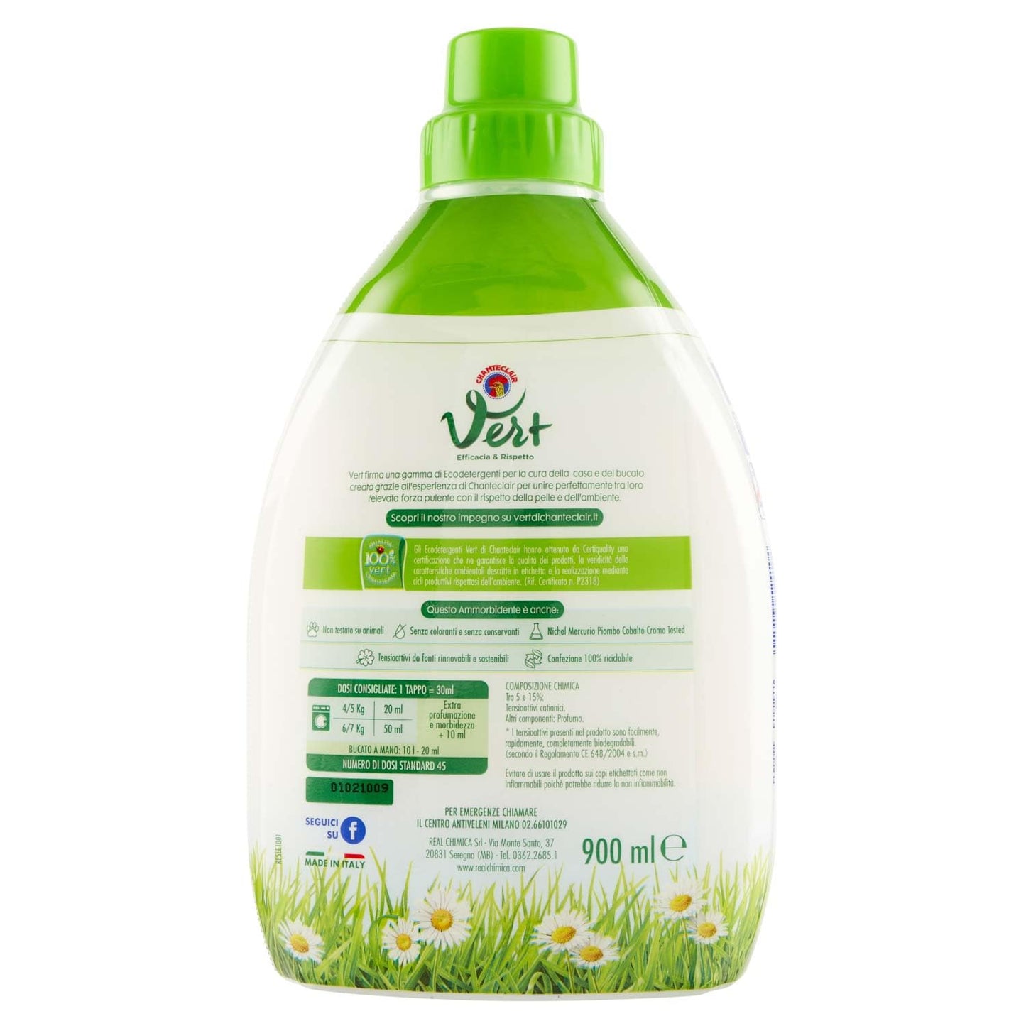 Chanteclaire Ammorbidente Concentrato Vert 45 Lavaggi, 900ml
