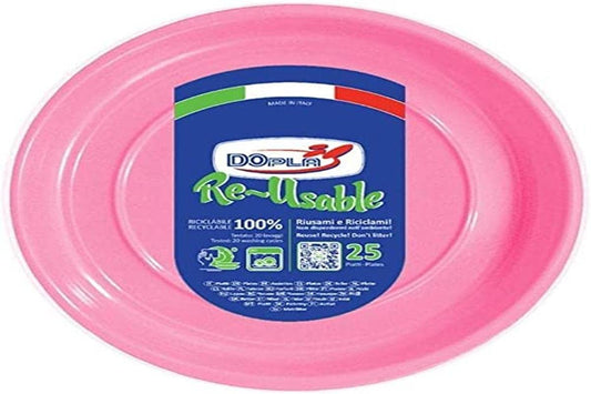 PIATTI FESTAIOLI PIANI ROSA X 25 PEZZI