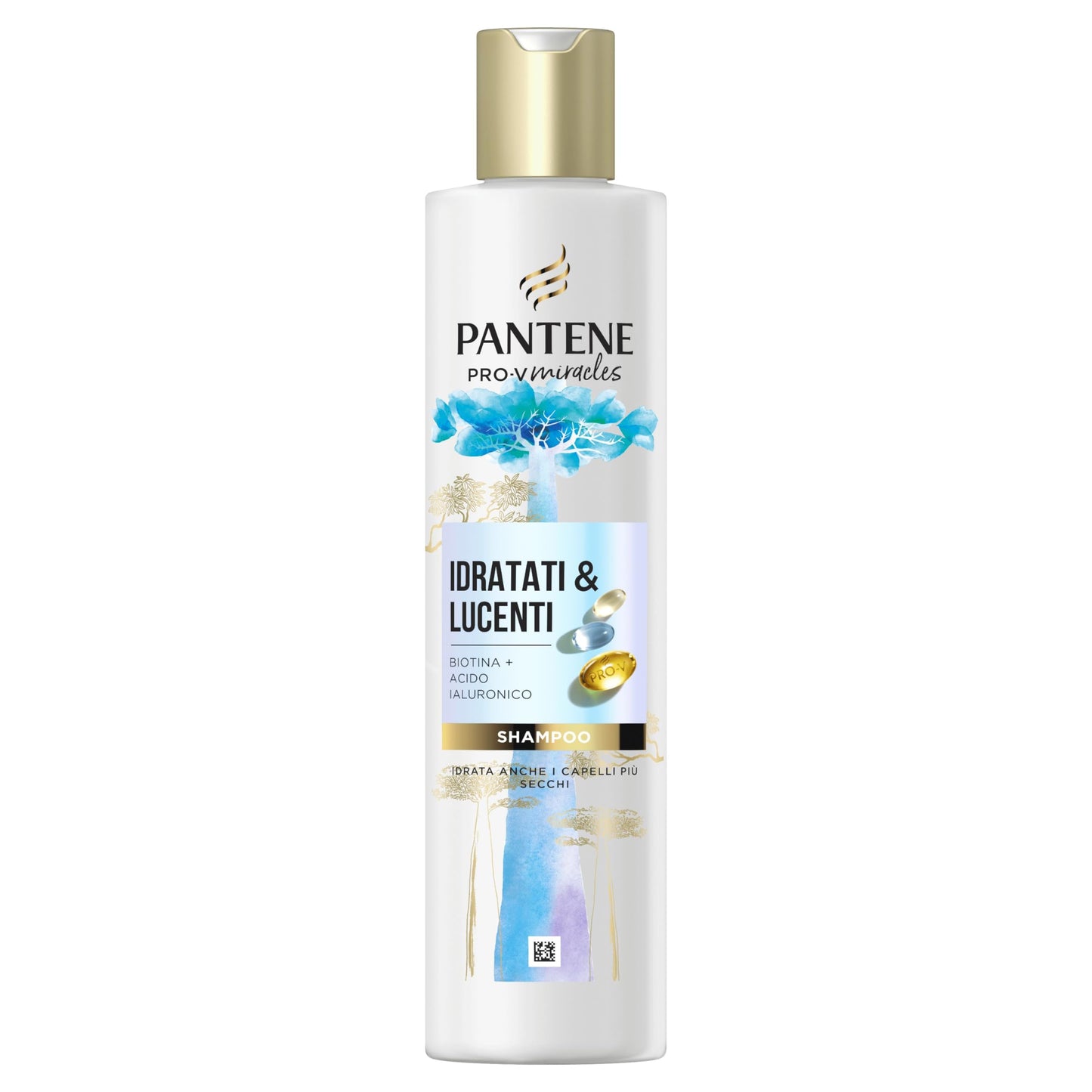 Pantene Idratati & Lucenti Shampoo con Biotina 250ml. Pro-V Miracles Shampoo per Capelli Secchi e Danneggiati, con Acido Ialuronico, Trattiene l'Idratazione. Shampoo Idratante con Vitamina B5