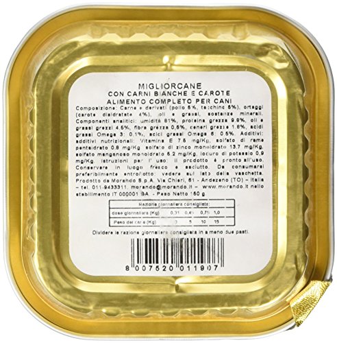 MigliorCane Vaschetta carni bianche e carote multipack 22 x 150 Grammi