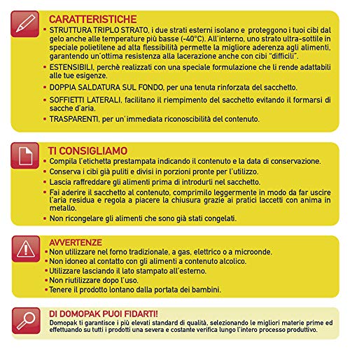 Domopak sacchetti gelo grandi - 28 x 40 cm - 5.5 L - 1 confezione da 15 pezzi, 15 unità, 1