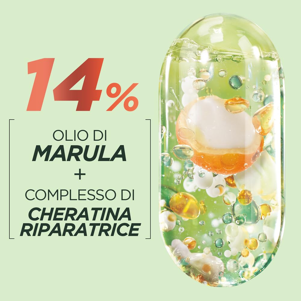 Garnier Fructis, Maschera Rimpolpante, Per Tutti i Capelli Danneggiati, Riparazione Profonda, Per Capelli Più Forti, Con Olio di Marula e Cheratina, Hair Bomb Keratin, Ripara&Rinforza, 320 ml