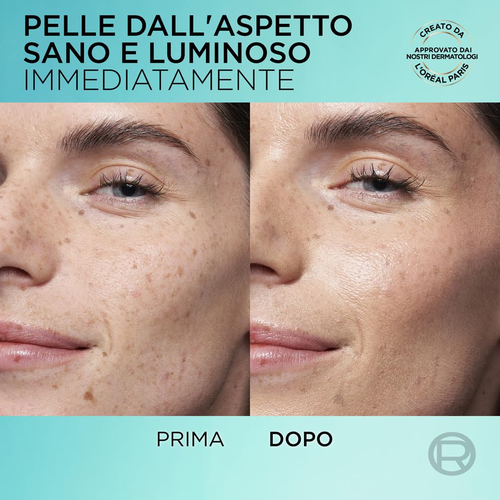 L'Oréal Paris Fluido UV Anti-Macchie, Per Tutti i Tipi di Pelle, Incarnato Luminoso, Macchie Scure e imperfezioni Meno Visibili, Con Niacinamide e SPF50, Bright Reveal, Tonalità: Light, 50 ml