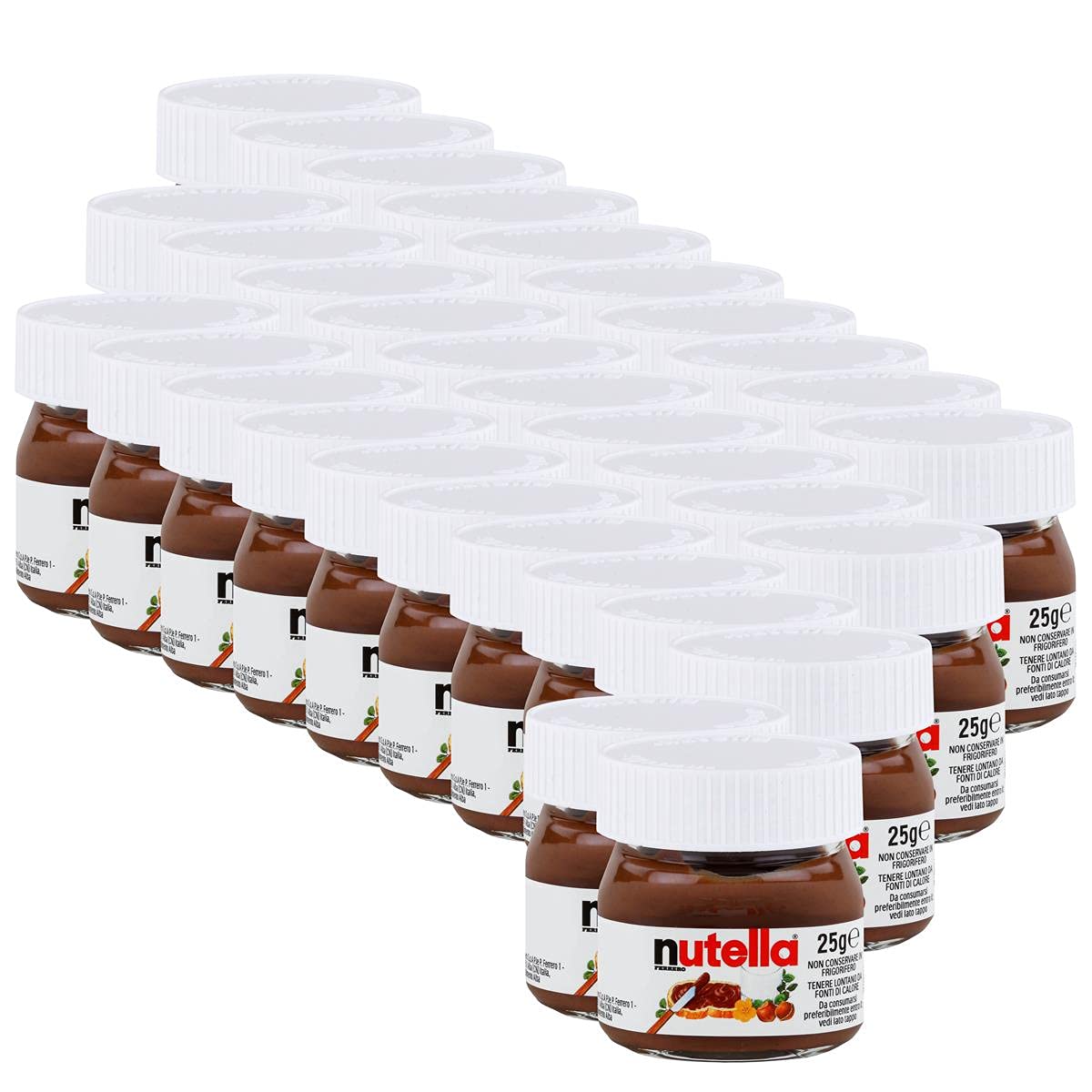 Nutella Ferrero piccolo mini design vetro 32er Set a 25 G, pane aufstrich, Noce nugat Crema, Cioccolato auftrich