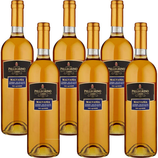 Malvasia Terre Siciliane | Vino Bianco Liquoroso di Sicilia | Pellegrino 1880 | 6 Bottiglie 50cl | Idea Regalo