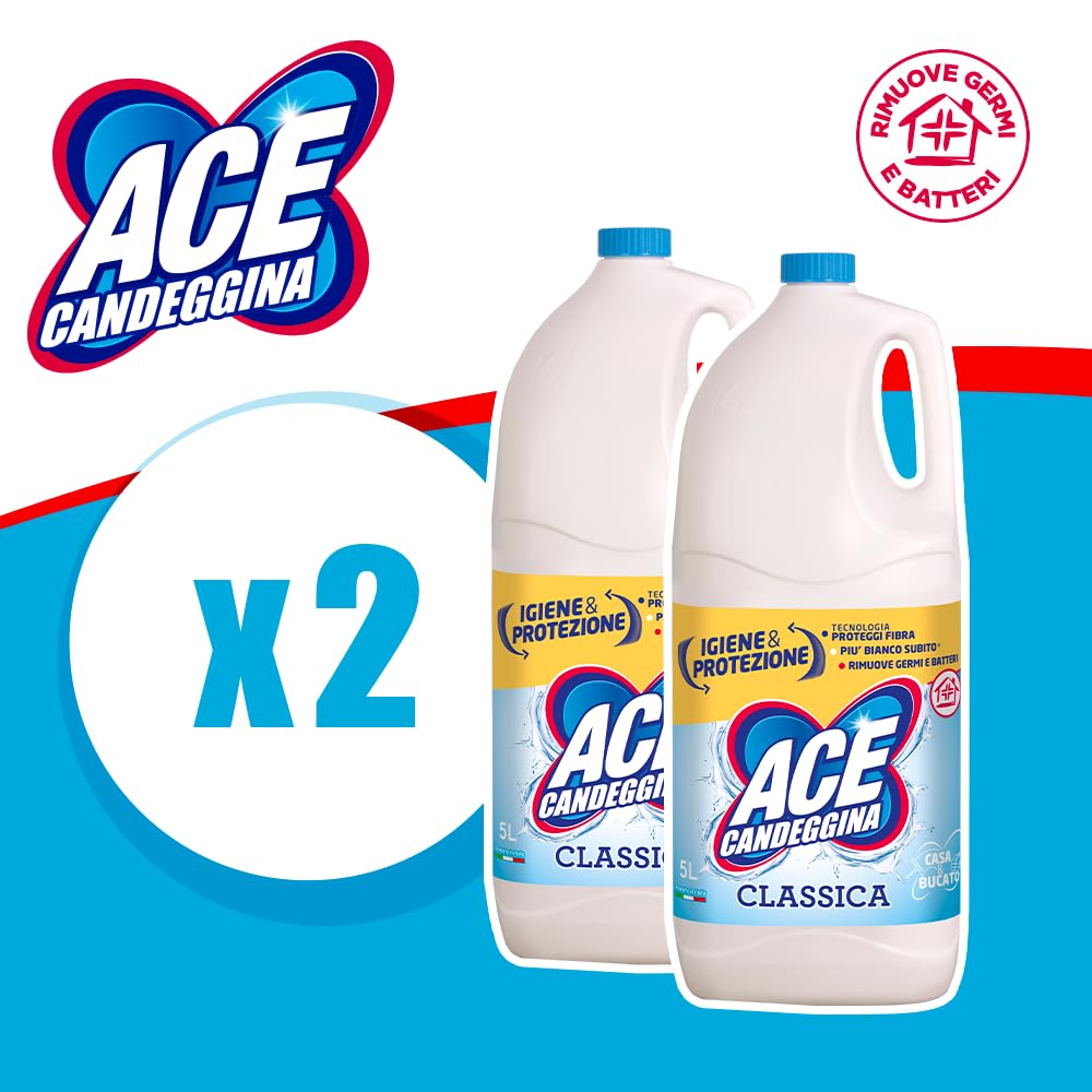 ACE Candeggina Classica, Confezione da 2 Flaconi x 5 Litri