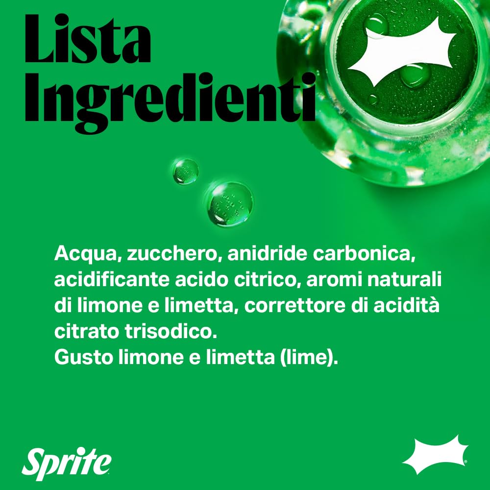 Sprite – 12 Bottiglie da 450 ml, Gusto Lemon-lime, A Basso Contenuto di Zuccheri, Bottiglia PET 100% Riciclabile, Gusto Naturalmente Rinfrescante, Bevanda Analcolica Frizzante