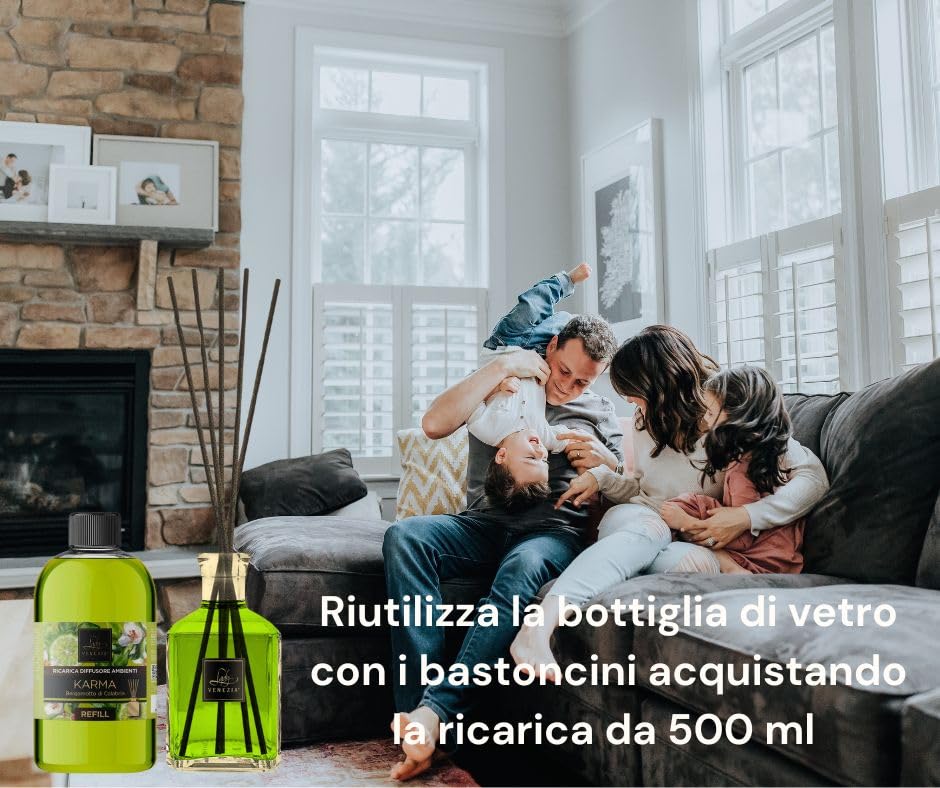 Lady Venezia Ricarica per Diffusore Bastoncini – 500 ML Profumatore Ambiente – Essenze per la Casa - Fragranze Assortite