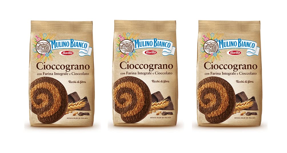 3 x Mulino Bianco Cioccograno Whole Wheat (Integrale) Biscuits Cookies with Chocolate 350g