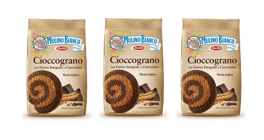 3 x Mulino Bianco Cioccograno Whole Wheat (Integrale) Biscuits Cookies with Chocolate 350g