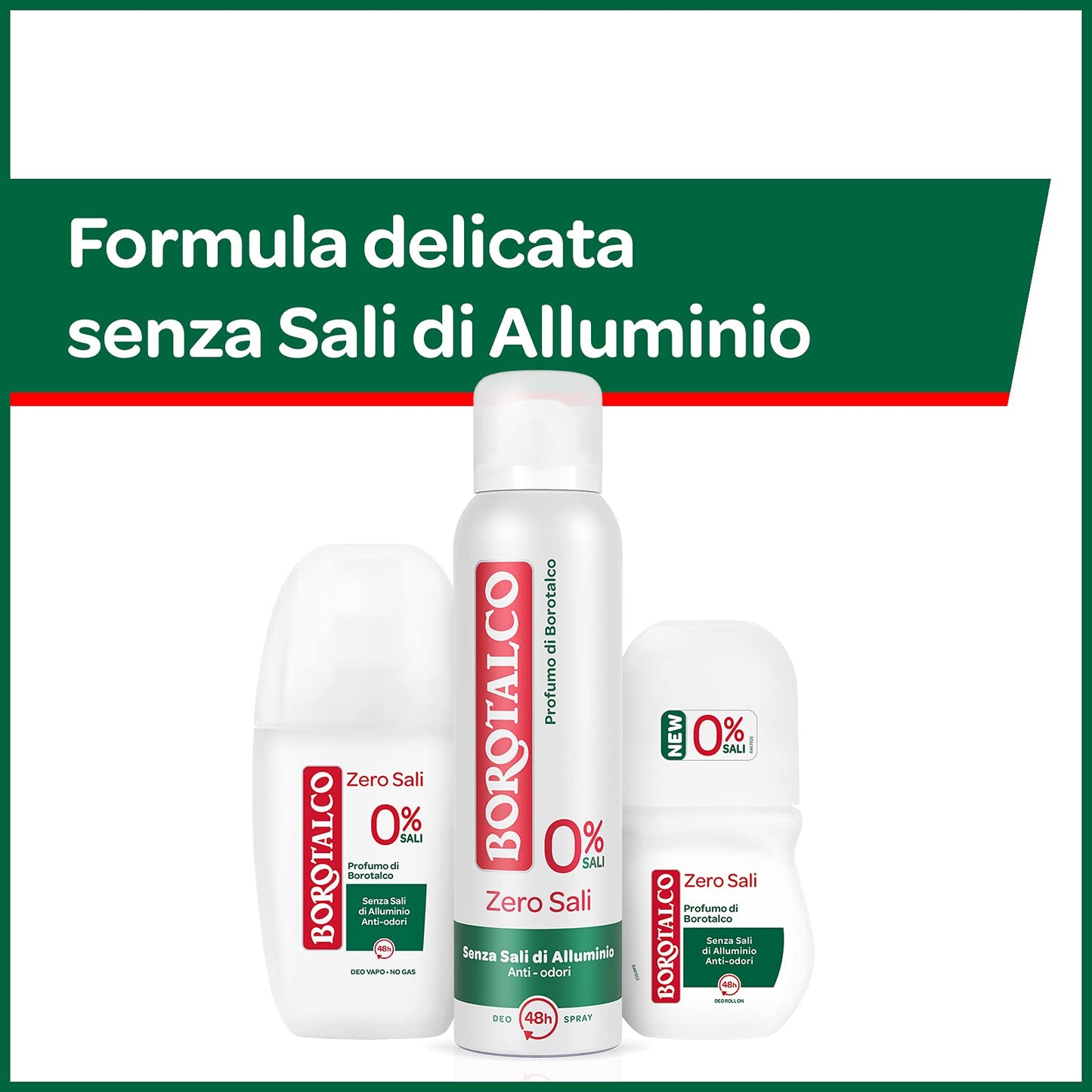 Borotalco, Deodorante Vapo Zero Sali, Assorbe il Sudore e non Lascia Aloni, senza Sali di Alluminio, Freschezza Continua, Profumo Classico di Borotalco, Deodorante Uomo e Donna, Flacone da 75 ml