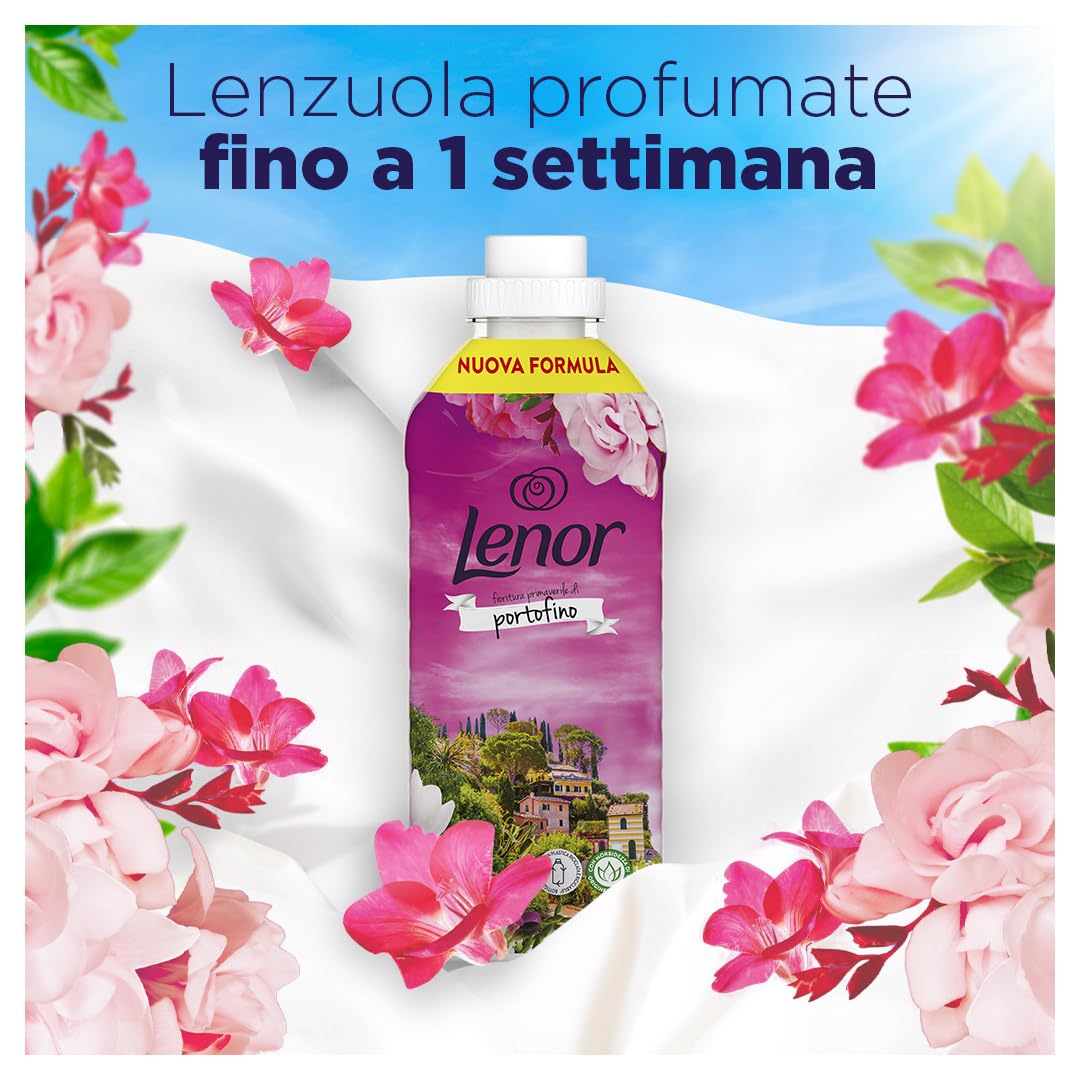 Lenor Ammorbidente Lavatrice Concentrato, 200 Lavaggi (8X25), Atmosfere D'Italia Portofino, Freschezza Di Lunga Durata E Morbidezza Di Origine Vegetale, Lenzuola Profumate Fino A 1 Settimana