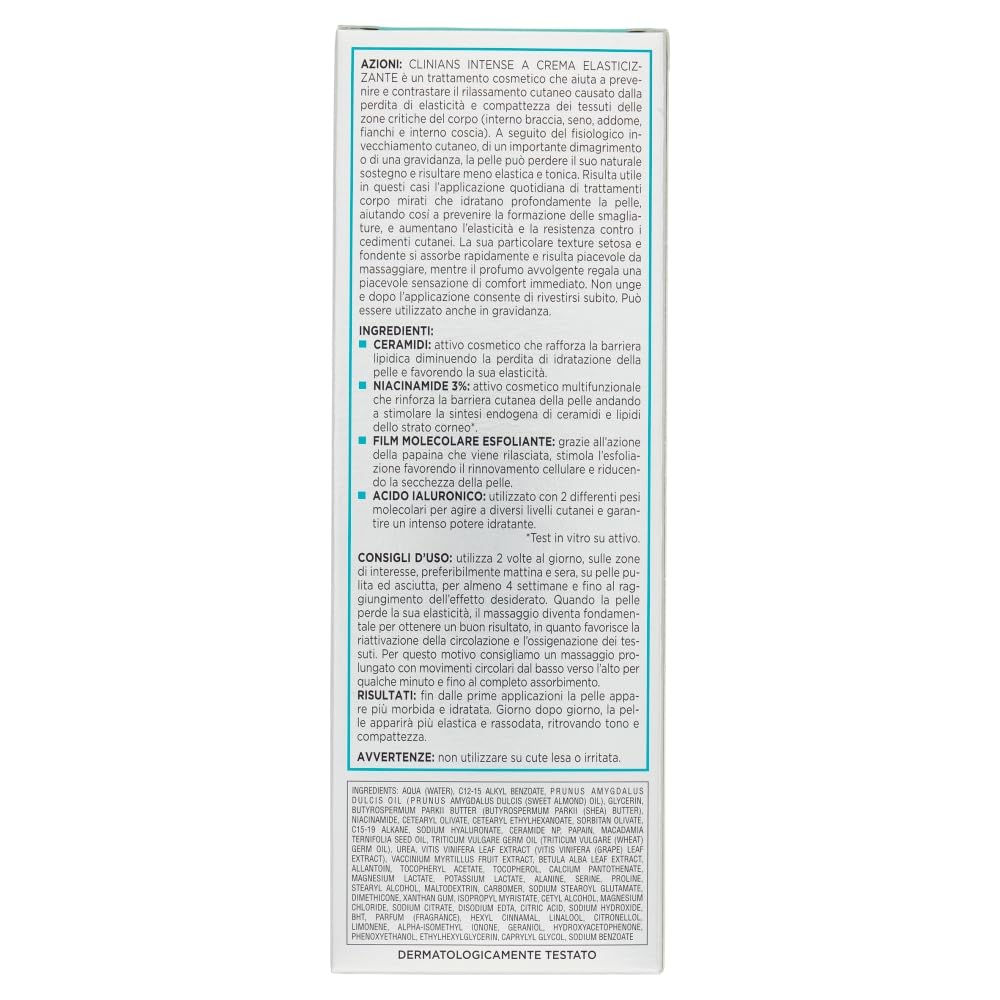 CLINIANS | Intense A Crema Elasticizzante, Idratante, Dermatologicamente Testato, Made in Italy, 150 ml