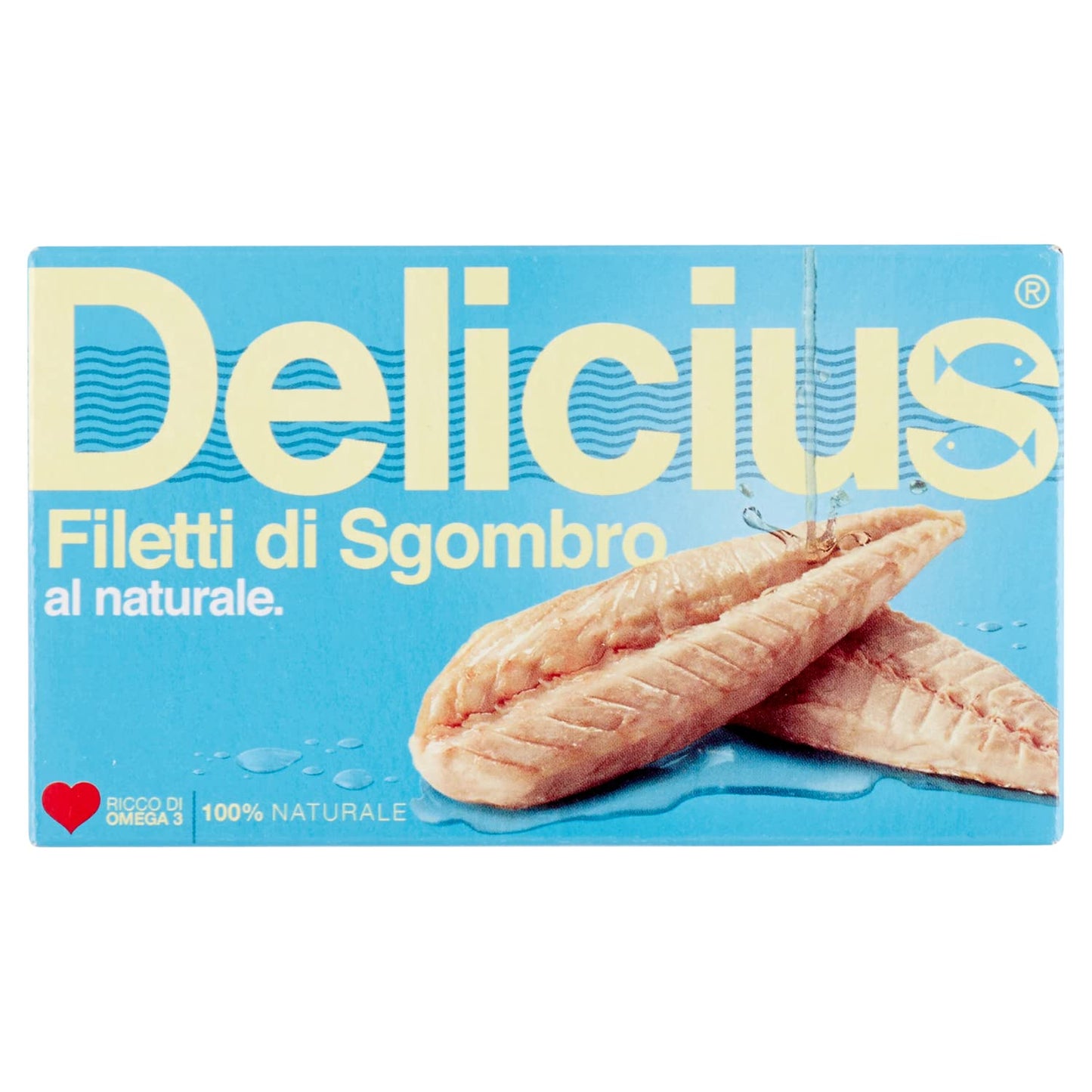 Delicius Scatola di Filetti di Sgombro al Naturale, 125g (10 pezzi)