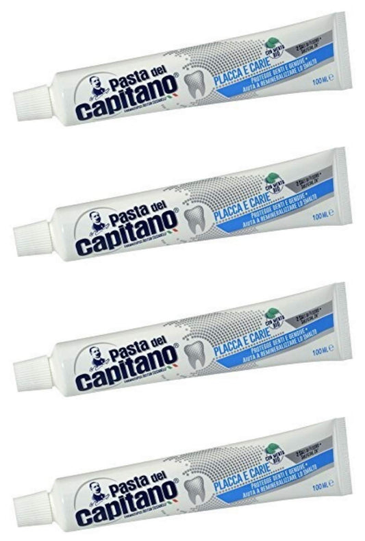 Pasta del Capitano placca e cavità Dentifricio 100ml 4oz Confezione da 4