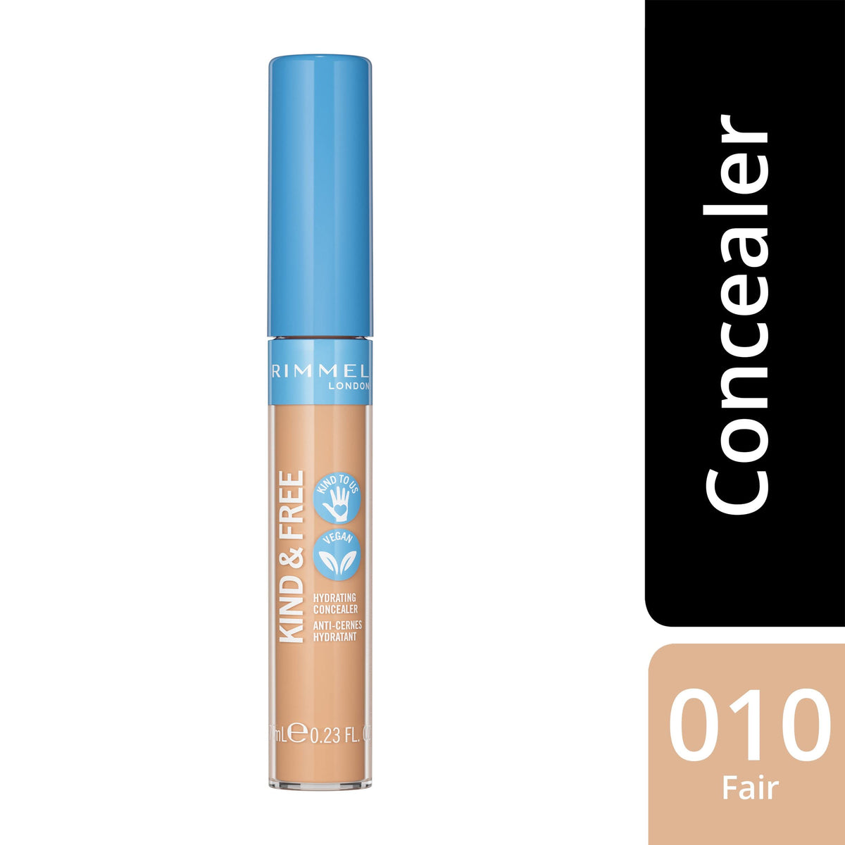 Rimmel London, Correttore Liquido Idratante KIND & FREE, a Lunga Durata, con Vitamine E, B5 e Aloe Vera, Cruelty-Free e Vegano, Tonalità 30 Medium, 7 ml