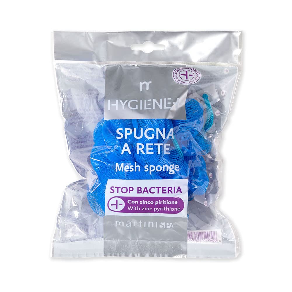 martini SPA - Hygiene+ - Spugna a rete in nylon con zinco piritione, colore casuale (viola/blu), 43g, 1 unità