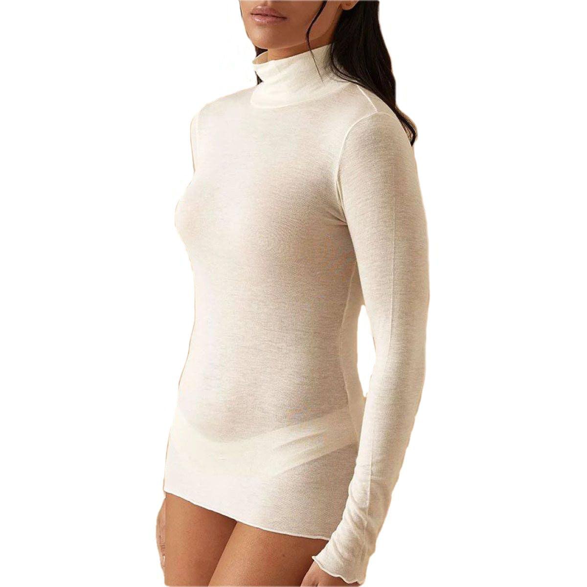 JADEA Maglia Donna 4066 Dolcevita Manica Lunga in Modal e Cashmere