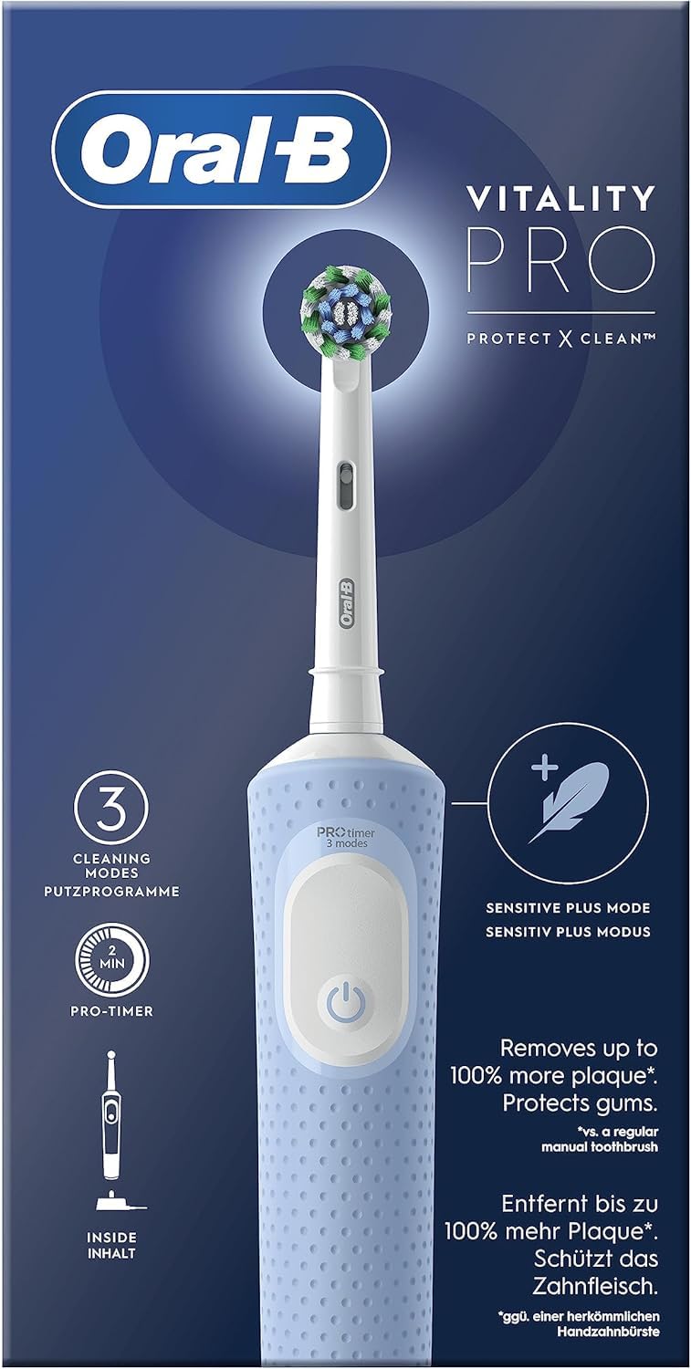 Oral-B Pro Vitality Spazzolino Elettrico Blu, con 1 Testina, Progettato da Braun