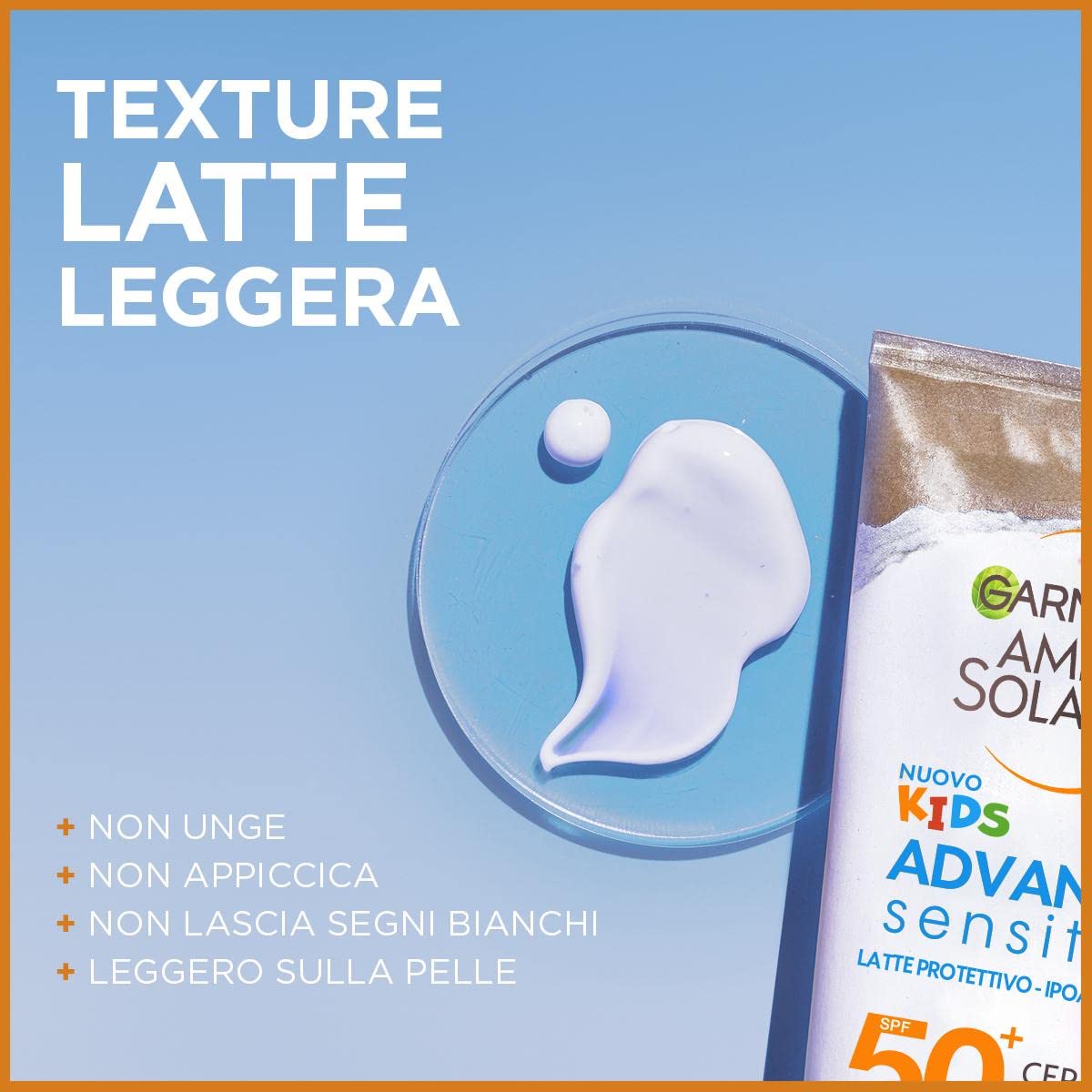 Garnier Ambre Solaire Advanced Sensitive Kids Ceramide Protect Latte Protettivo SPF50+, 175 ml