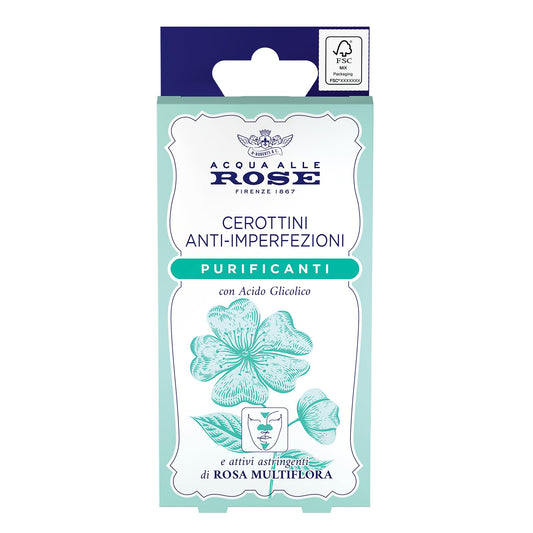 Acqua alle Rose, Cerottini Anti-Imperfezioni Purificanti con Attivi Astringenti di Rosa Multiflora e Acido Glicolico, Anti Punti Neri, Opacizzano e Purificano, Zona T - 4pz Naso, 4pz Fronte e Mento