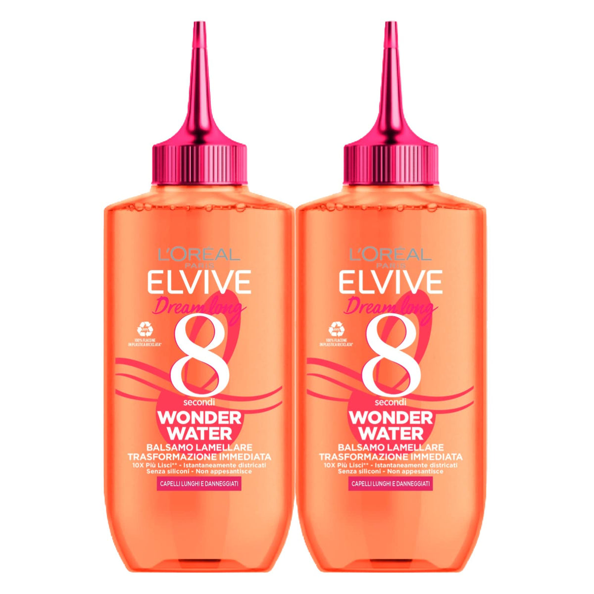 2x L'Oréal Paris Elvive Dream Long Wonder Water Balsamo Liquido Lamellare per Capelli Lunghi e Lisci - 2 Flaconi da 200ml ognuno