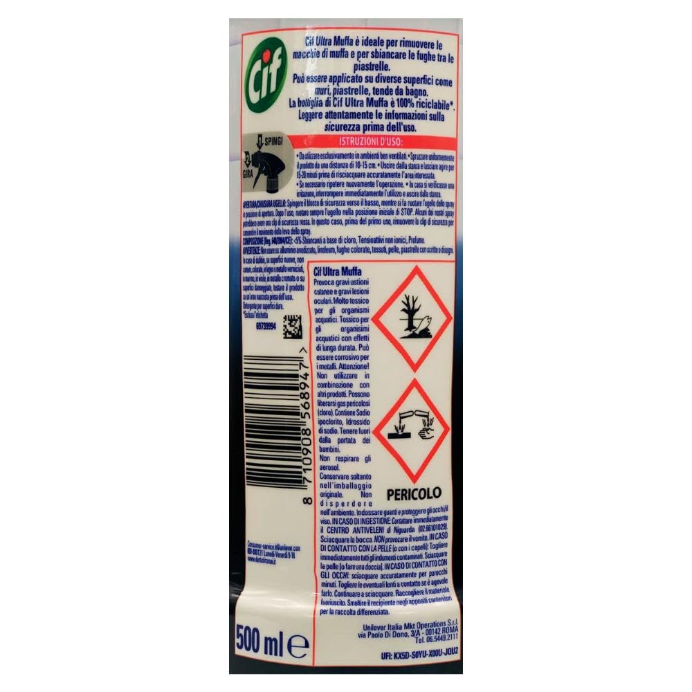 Set Pulizia: Ultra Muffa, Spray Antimuffa, Formato 500 ml + OMAGGIO 1 Panno Lattice 30x30 (3 Spray + Panno)