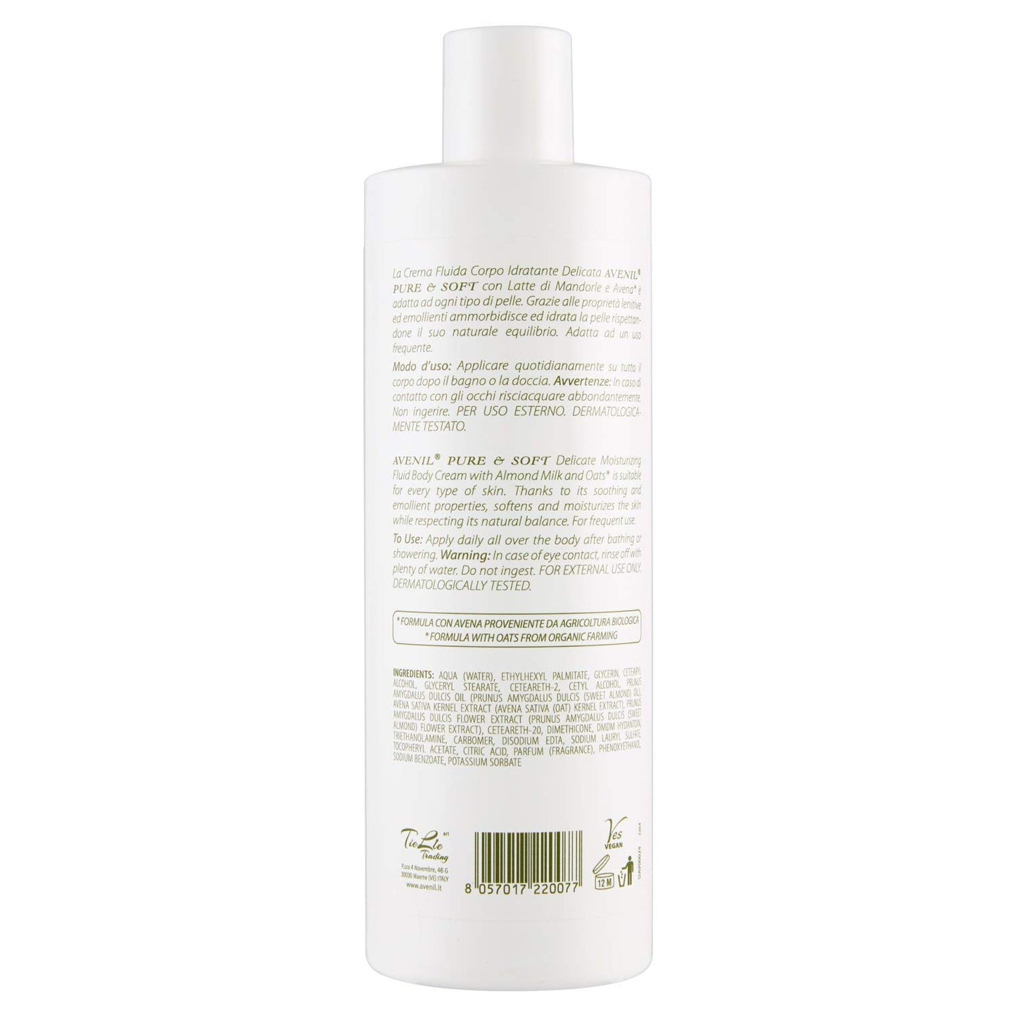 Avenil pure & soft Crema Fluida Corpo Idratante latte di mandorle 400 ml