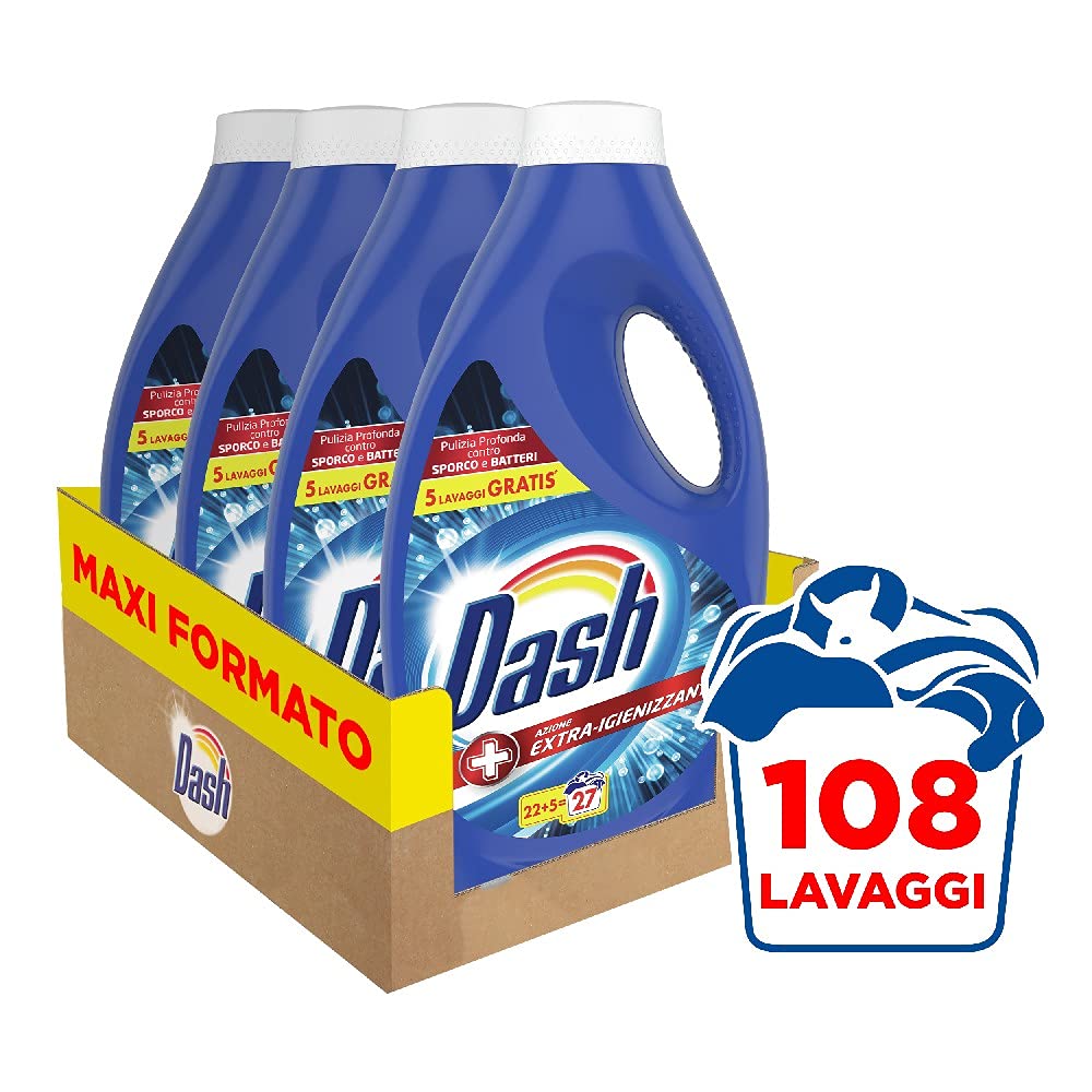 Dash Detersivo Lavatrice Liquido, 108 Lavaggi, (4 x 27)