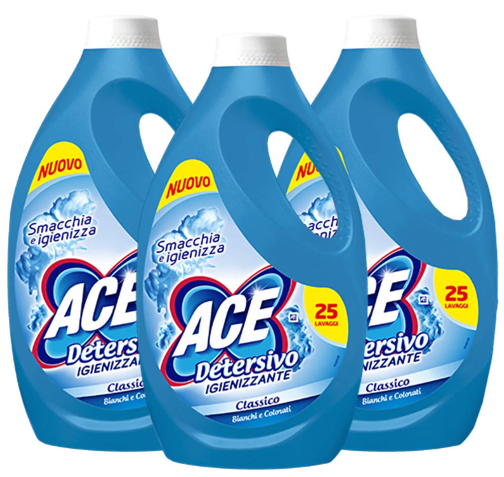 ACE+ 145496 Detersivo Liquido Classico, Igienizzante 3 x 25 Lavaggi