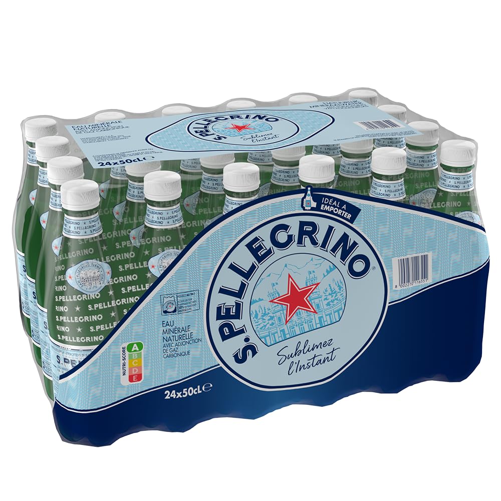S. Pellegrino Acqua Minerale Naturale con Gas 4 Confezioni da 6 x 50 cl, 24 Bottiglie