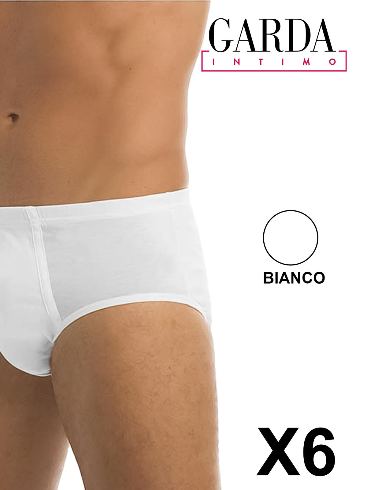 GARDA - 6 Slip Uomo Alto con Apertura, 100% Cotone Filo di Scozia, Slip Alto, Art. 0956
