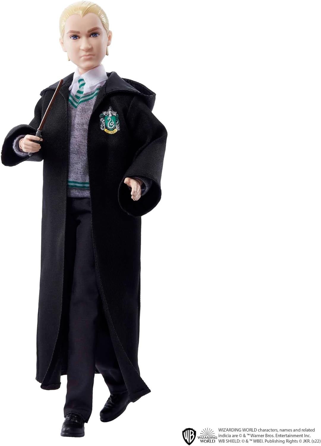 Mattel Harry Potter - Draco Malfoy, indossa l'uniforme di Hogwarts della Casa Serpeverde e impugna la sua bacchetta, da collezione, Giocattolo per Bambini 6+ Anni, HMF35