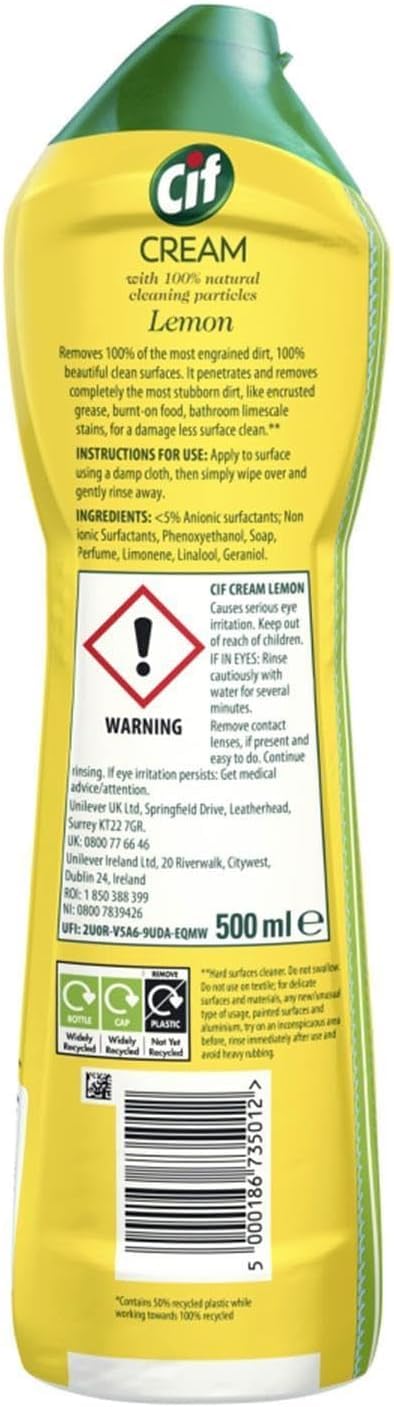 CIF, anticalcare in crema, al limone, 500 ml (confezione da 4)