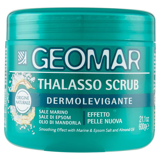 GEOMAR | Thalasso Scrub Corpo Dermolevigante, Effetto Pelle Nuova, Con Sale Marino, Sale di Epsom e Olio di Mandorla, Made in Italy, 600 g