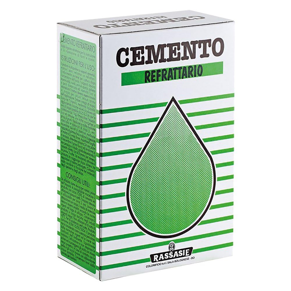 Rassasie Cemento Refrattario Grigio, Adesivo Solido per Forni e Caminetti, Resistente al Calore, 1 Litro