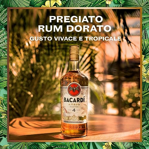 BACARDÍ Anejo 4 Year Old Premium Caribbean Rum, Vol. 40%, 70 cl / 700 ml, pregiato rum invecchiato 4 anni in botti di rovere sotto al sole dei Caraibi