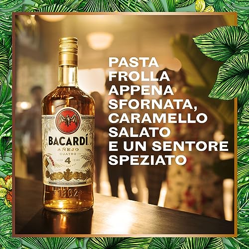 BACARDÍ Anejo 4 Year Old Premium Caribbean Rum, Vol. 40%, 70 cl / 700 ml, pregiato rum invecchiato 4 anni in botti di rovere sotto al sole dei Caraibi