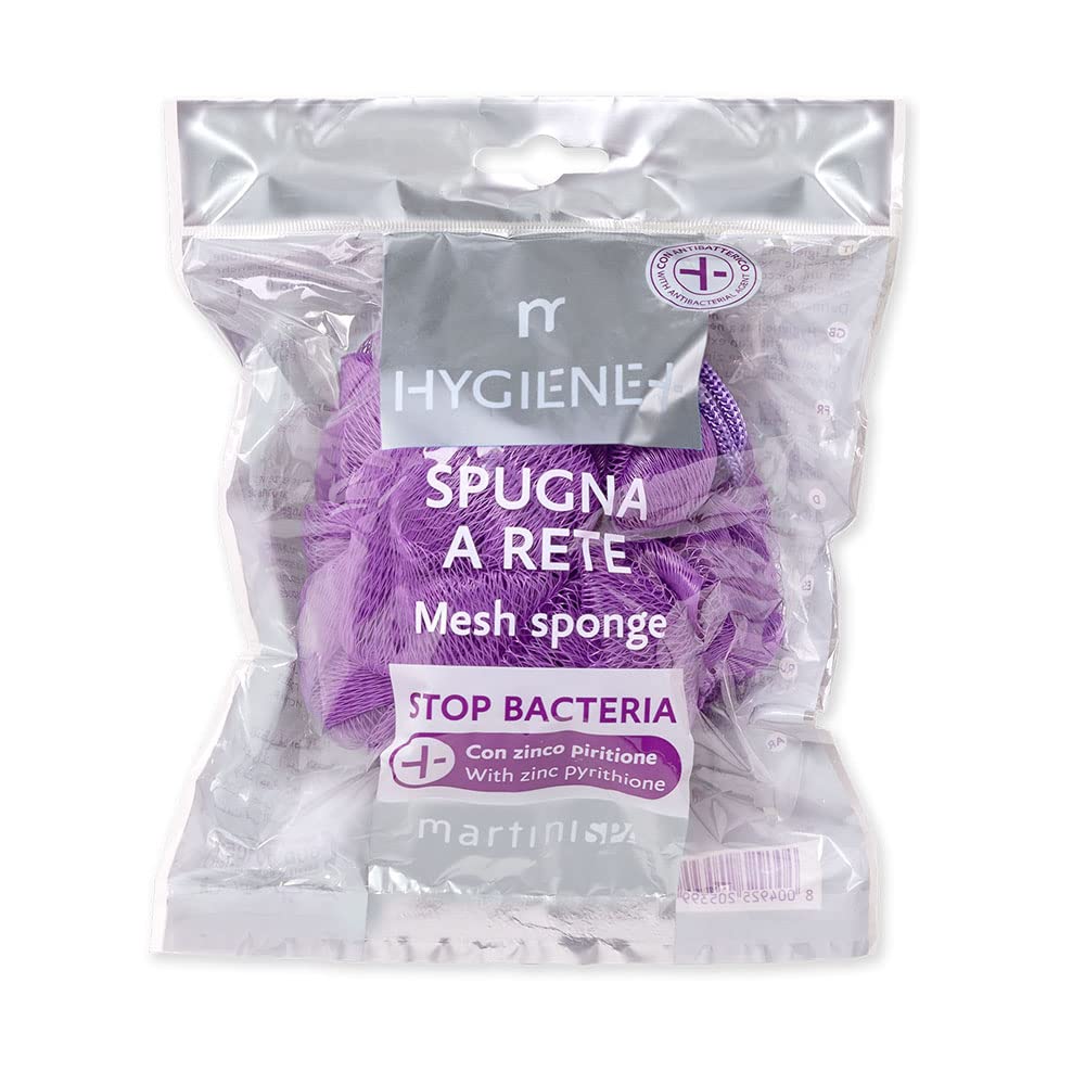 martini SPA - Hygiene+ - Spugna a rete in nylon con zinco piritione, colore casuale (viola/blu), 43g, 1 unità